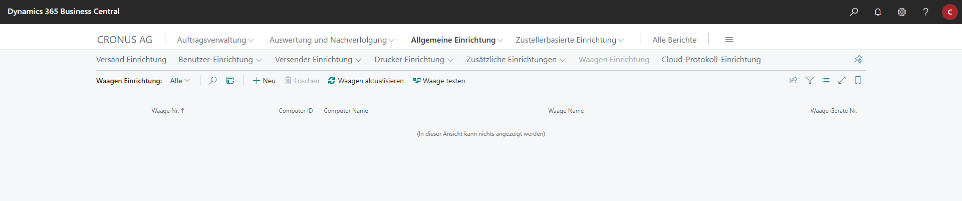 WaagenEinrichtung